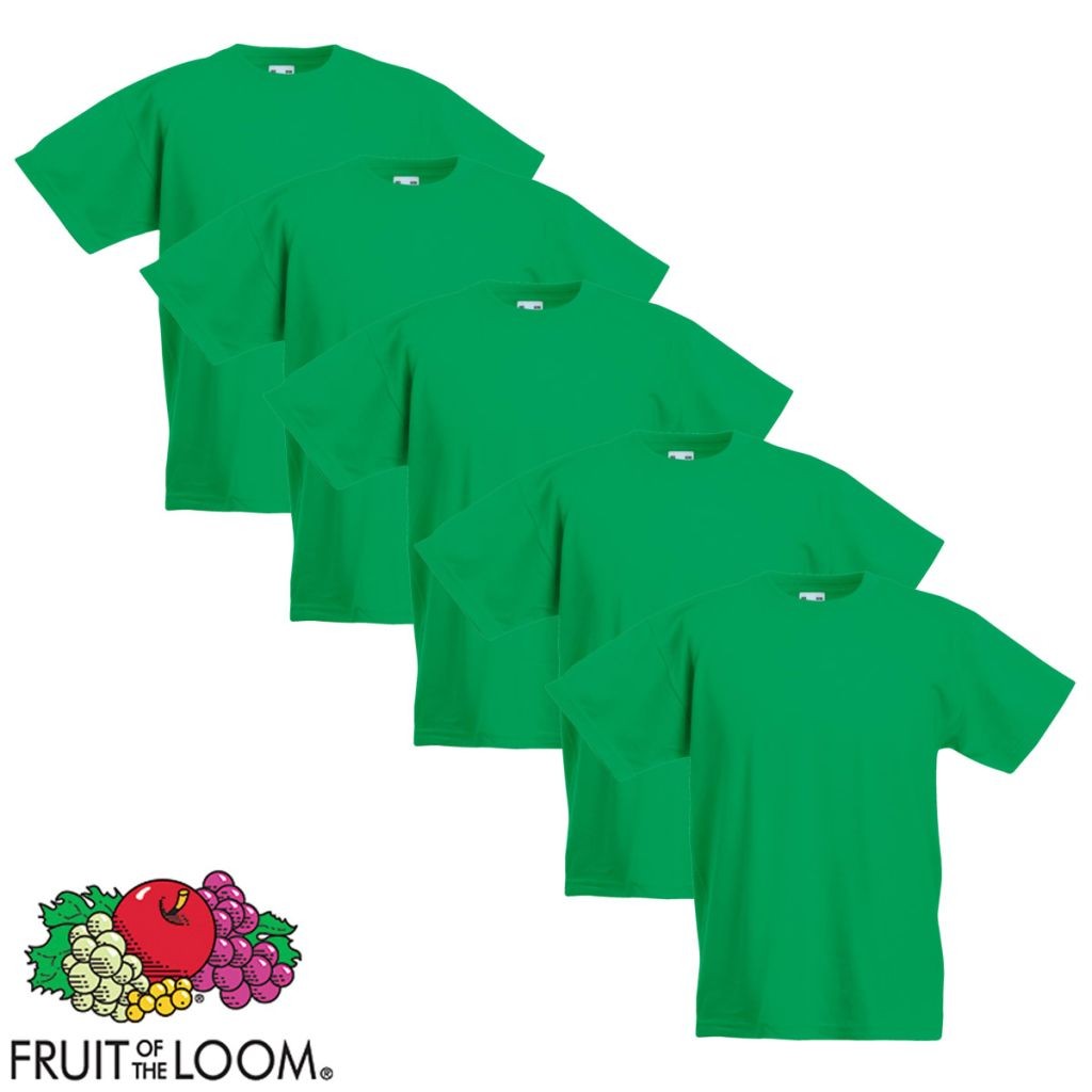Fruit of the Loom Original Kids T-shirt 5 pcs Green Size 152